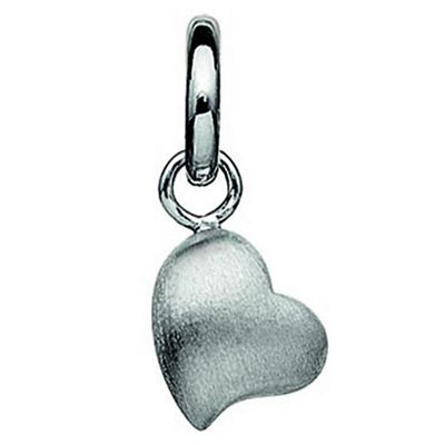 Sterling silver matt heart drop charm