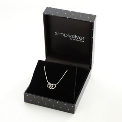 Simply Silver Sterling Silver Three Heart Necklace