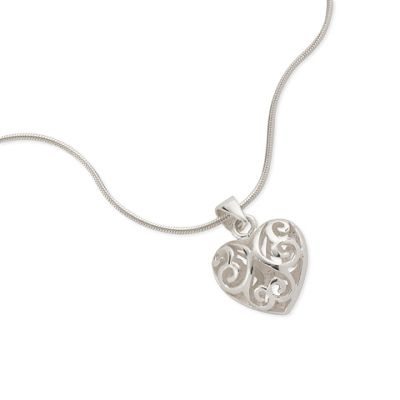 Simply Silver Sterling Silver Filigree Heart Pendant