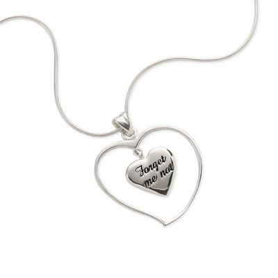 Simply Silver Forget Me Not Sterling Silver Heart Pendant