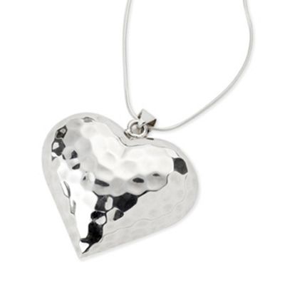 Simply Silver Sterling Silver Hammered Puff Heart Pendant