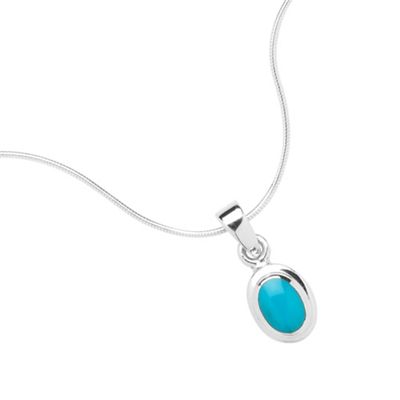 Simply Silver Sterling Silver Oval Turquoise Pendant Necklace
