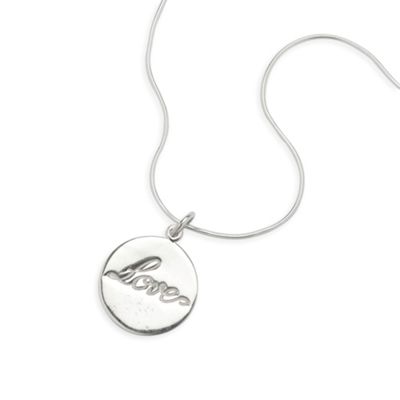 Simply Silver Sterling Silver Engraved Love Disc Pendant
