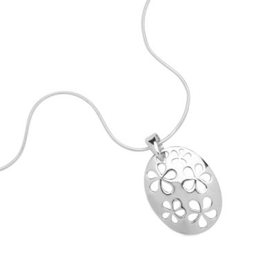 Sterling Silver Oval Pendant Necklace With