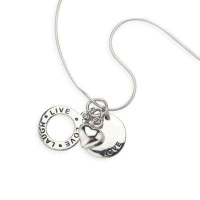 Simply Silver Sterling Silver Live, Love, Laugh Disc Pendant