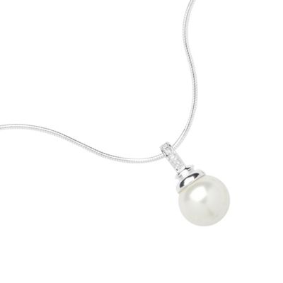 Simply Silver Sterling Silver Pearl and Cubic Zirconia Necklace