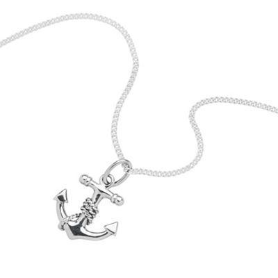 Simply Silver Sterling Silver Anchor And Rope Pendant