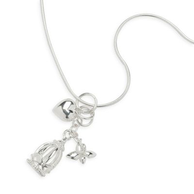 Simply Silver Sterling Silver Heart And Birdcage Charm Pendant