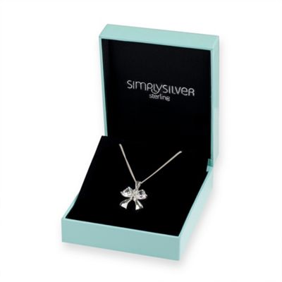 Simply Silver Sterling Silver Cubic Zirconia Bow Pendant