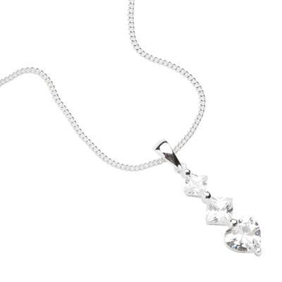 Sterling Silver Cubic Zirconia Heart And Square