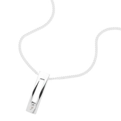 Simply Silver Sterling Silver Rectangle Pendant with Cubic