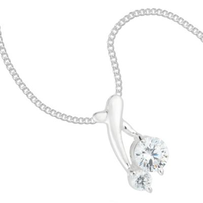 Simply Silver Sterling Silver Crossover Cubic Zirconia Pendant