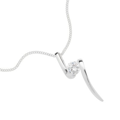 Simply Silver Sterling Silver Cubic Zirconia Long Twist Pendant