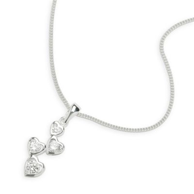 Simply Silver Sterling Silver Zig Zag Hearts Pendant