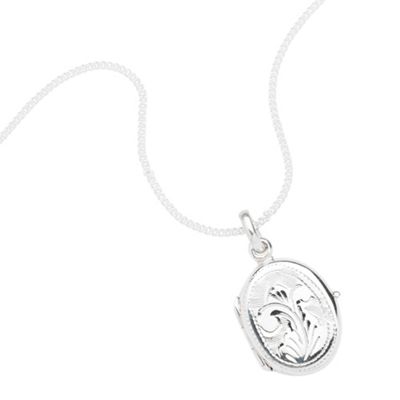 Simply Silver Sterling Silver Engraved Oval Locket