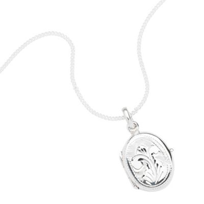 Sterling Silver Engraved Oval Locket