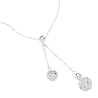 Simply Silver Sterling Silver Pave Crystal Ball Lariot Necklace