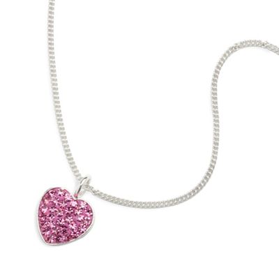 Sterling Silver Pink Pave Crystal Heart Pendant