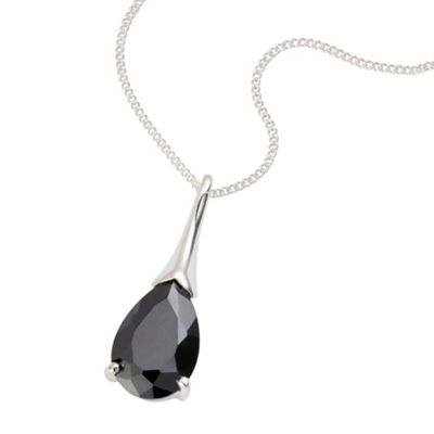 Simply Silver Sterling Silver Jet Faceted Pendant