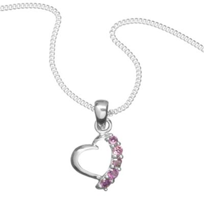 Simply Silver Sterling Silver Curved Heart Pendant with Cubic
