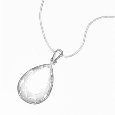 Simply Silver Sterling Silver Open Teardrop Pendant Necklace
