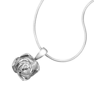 Simply Silver Sterling Silver Rose Pendant Necklace