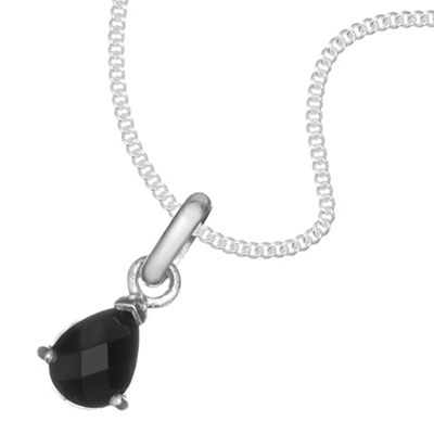 Simply Silver Sterling Silver Jet Cubic Zirconia Peardrop