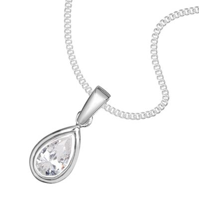 Simply Silver Sterling Silver Cubic Zirconia Teardrop Pendant