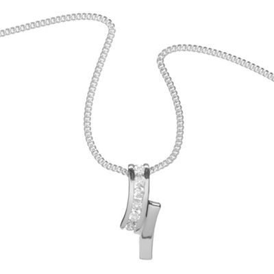Simply Silver Sterling Silver Cubic Zirconia Curve Bar Pendant