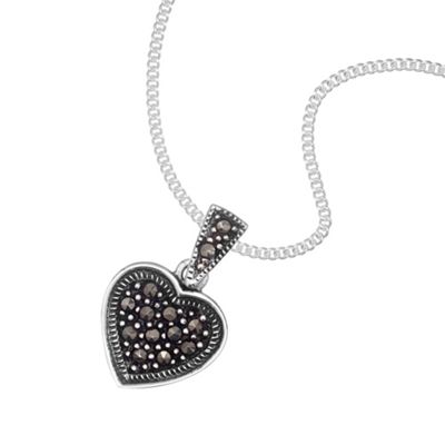 Simply Silver Sterling Silver Heart Marcasite Pendant Necklace