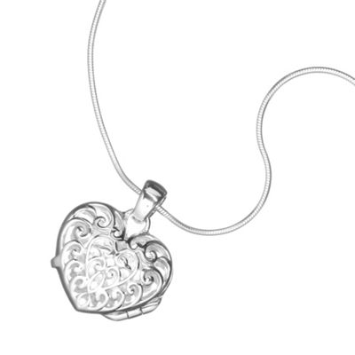 Simply Silver Sterling Silver Filigree Heart Locket Necklace