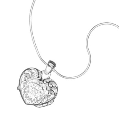 Sterling Silver Filigree Heart Locket Necklace