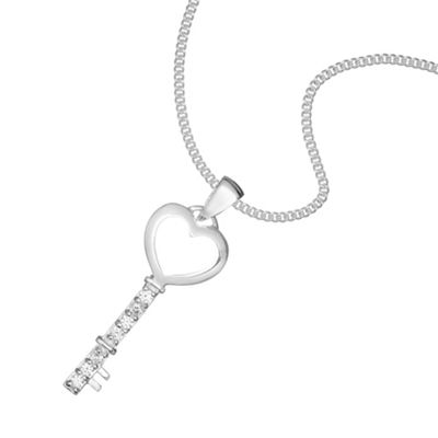 Simply Silver Sterling Silver Cubic Zirconia Key Pendant