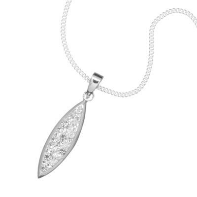 Simply Silver Sterling Silver Oval Crystal Pave Pendant Necklace