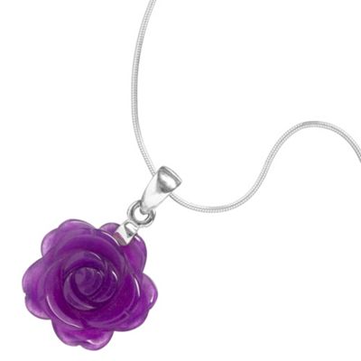 Simply Silver Sterling Silver Violet Quartz Rose Pendant