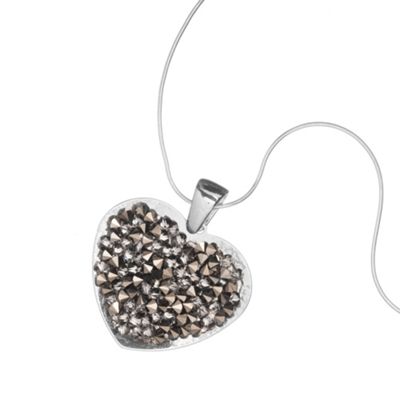 Simply Silver Sterling Silver Crushed Crystal Heart Necklace