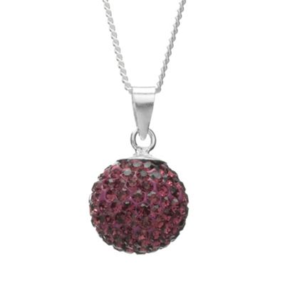 Sterling Silver Purple Pave Ball Pendant Necklace