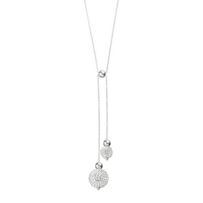 Simply Silver Sterling Silver Pave Ball Lariot Necklace