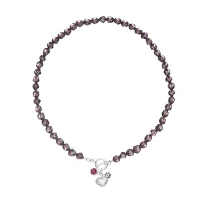 Simply Silver Sterling Silver Purple Crystal Necklace with
