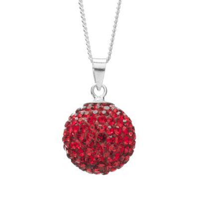 Simply Silver Sterling Silver Red Pave Crystal Pendant Necklace