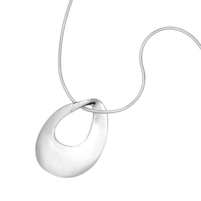 Simply Silver Sterling Silver Oval Polished Pendant Necklace