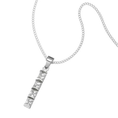 Simply Silver Sterling Silver Bar and Cubic Zirconia Pendant