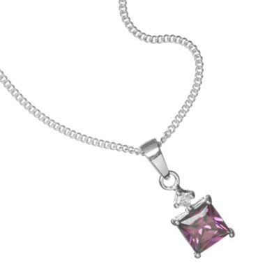 Simply Silver Sterling Silver Purple Cubic Zirconia Pendant