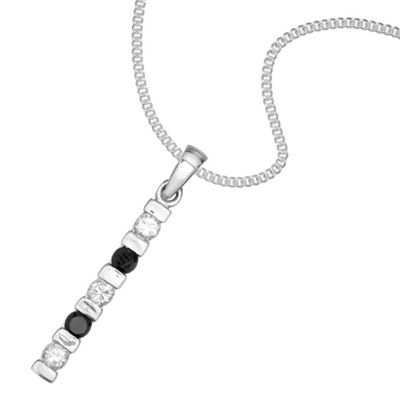 Simply Silver Sterling Silver Jet Cubic Zirconia Bar Pendant