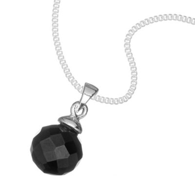 Simply Silver Sterling Silver Black Facetted Pendant Necklace