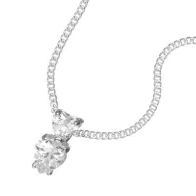 Simply Silver Sterling Silver Cubic Zirconia Double Heart
