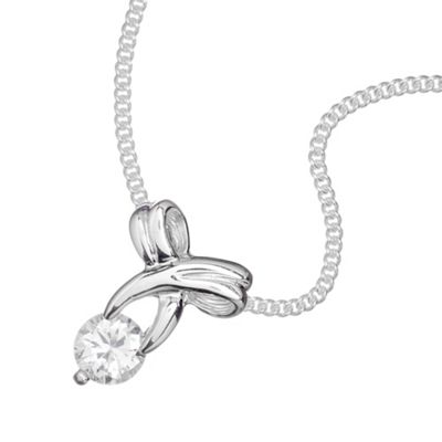 Simply Silver Sterling Silver Bow and Cubic Zirconia Stone