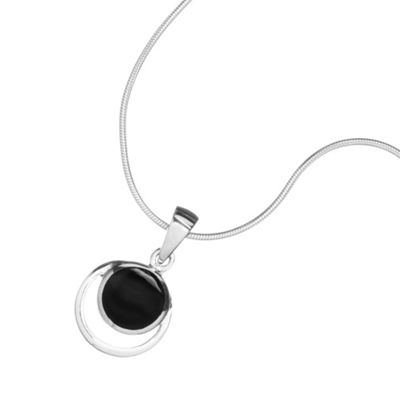 Simply Silver Sterling Silver Onyx Circle Pendant Necklace