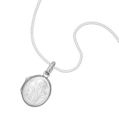 Simply Silver Sterling Silver Oval Engraved Locket Necklace