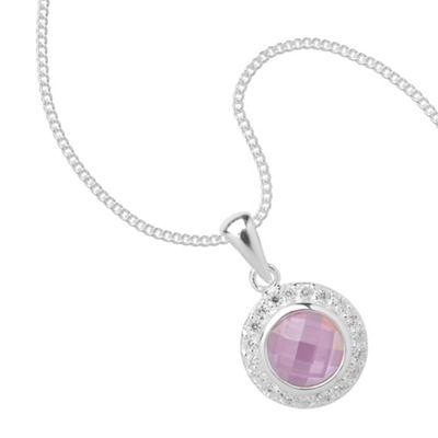 Sterling Silver Cubic Zirconia And Pink Glass